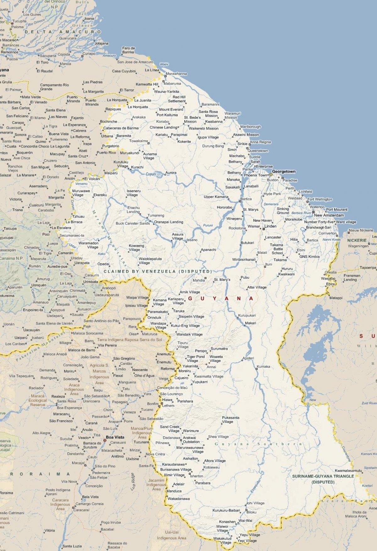 karte detalizētu karti Gajāna