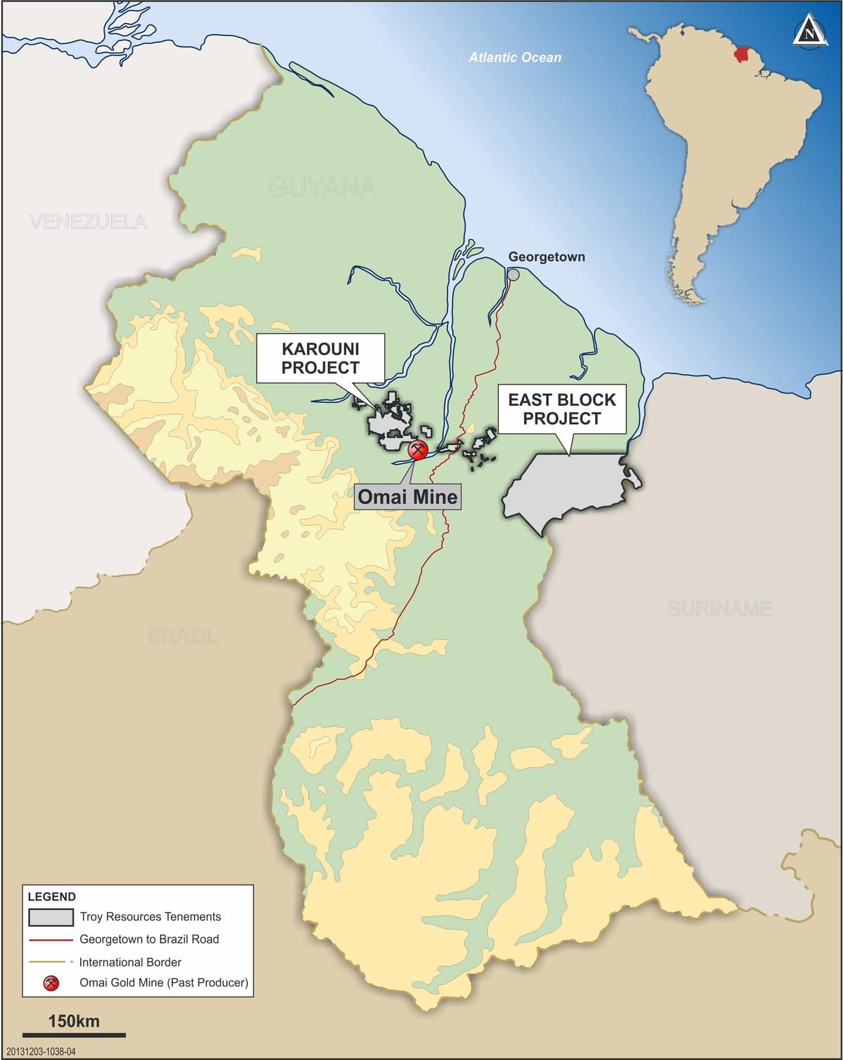 karte Gajāna, parādot, minerālie resursi