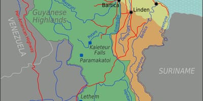 Austrumu krastu demerara Gajāna karte