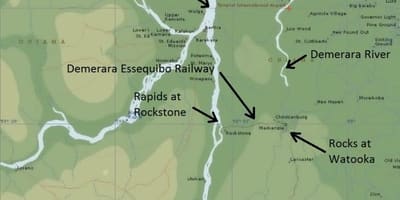 Karte essequibo krasta Gajāna