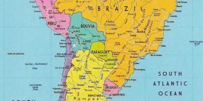 Karte Gviāna dienvidamerikā 