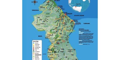 Karte karte, kas parāda, kā amerindians nāca Gajāna